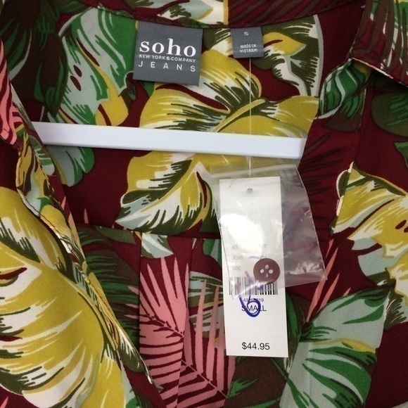 New York Company Banana Palm Leaf Blouse‎ NWT Small Tropical Beach Resort - Picture 6 of 8